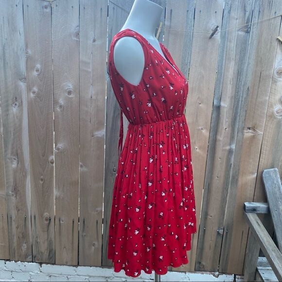 Madewell Magnolia XS Tie-back Floral Summer Dress Red - Picture 9 of 15